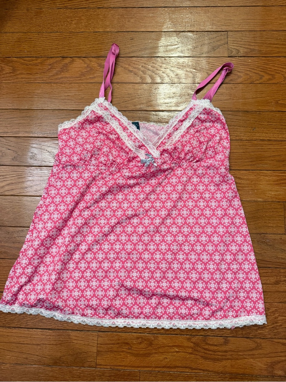 Laura Ashley Pink Floral Lace-Trim Chemise